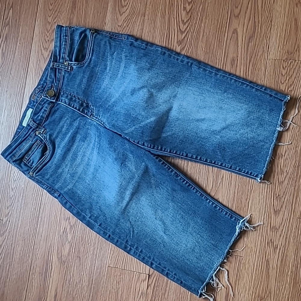 Kut From The Kloth Kick Flare Capri Dark Blue Jean Stretch Womens Size 10 - Picture 2 of 14